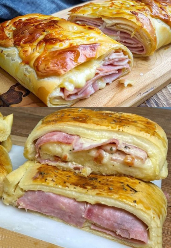 Boahh die smaakt iedereen, bladerdeegstrudel met ham en kaas in minder dan 10 minuten in de oven!