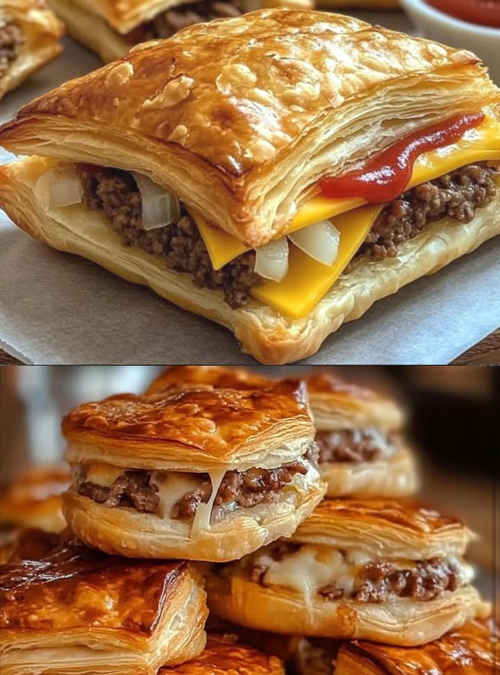 Deze cheeseburger bladerdeegpakketjes hebben niet eens 10 minuten overleefd!