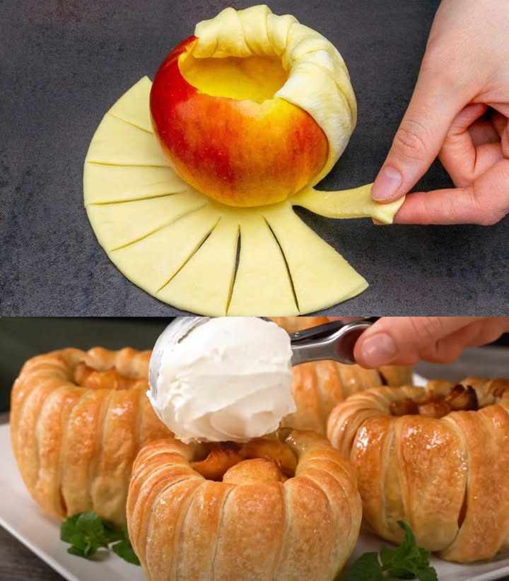 Neem 1 appel, 400 g bladerdeeg en bereid dit dessert in enkele minuten!