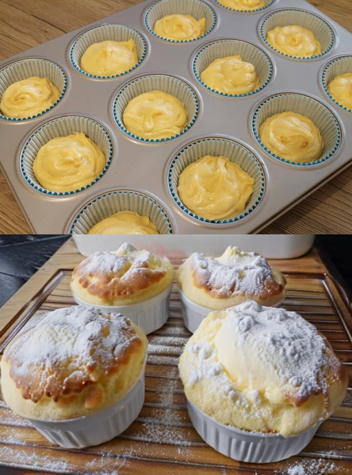 Oma heeft iedereen sprakeloos gemaakt, kwarkmuffins met vanillepudding!
