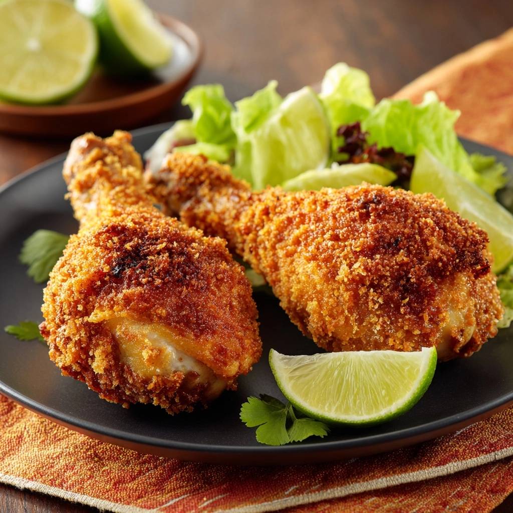 Knapperige limoenkip met salade: recept