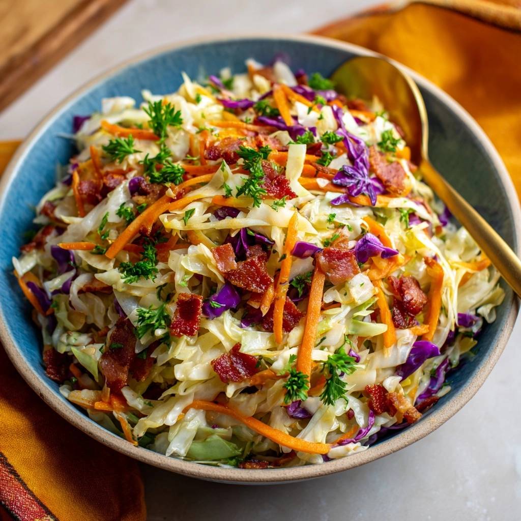 Knapperige koolsalade met spek (Nooit meer waterig!)