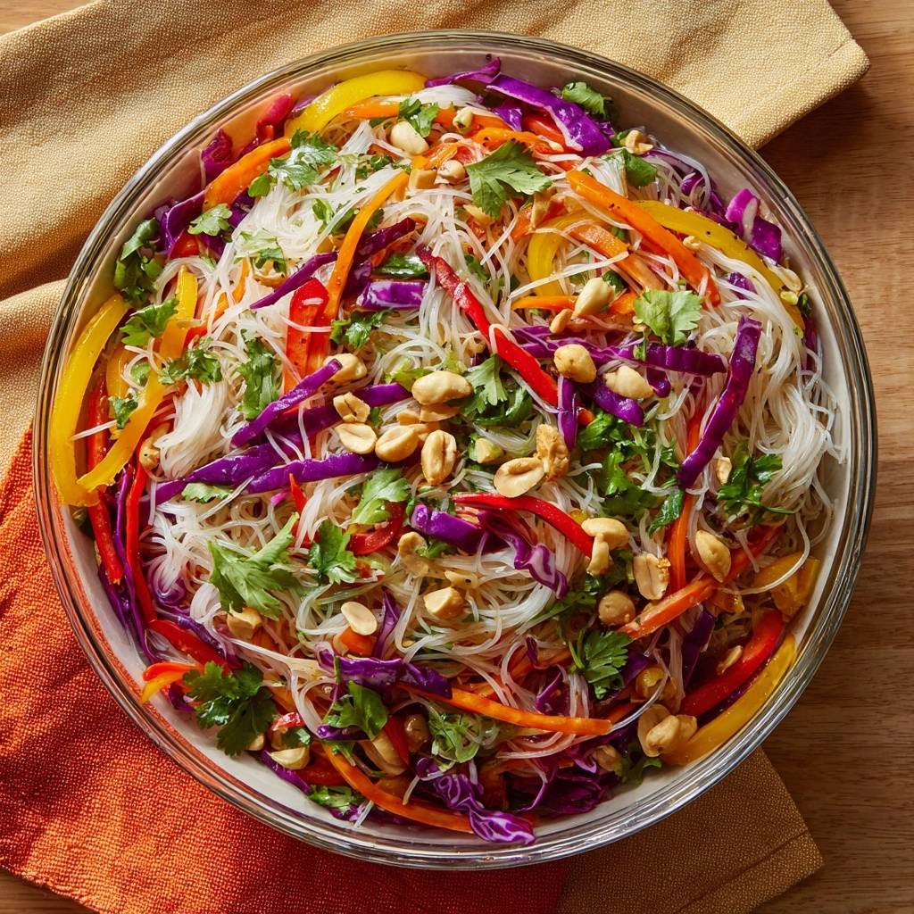 Kleurrijke glasnoedelsalade met pinda’s (Nooit meer zompige noedels)