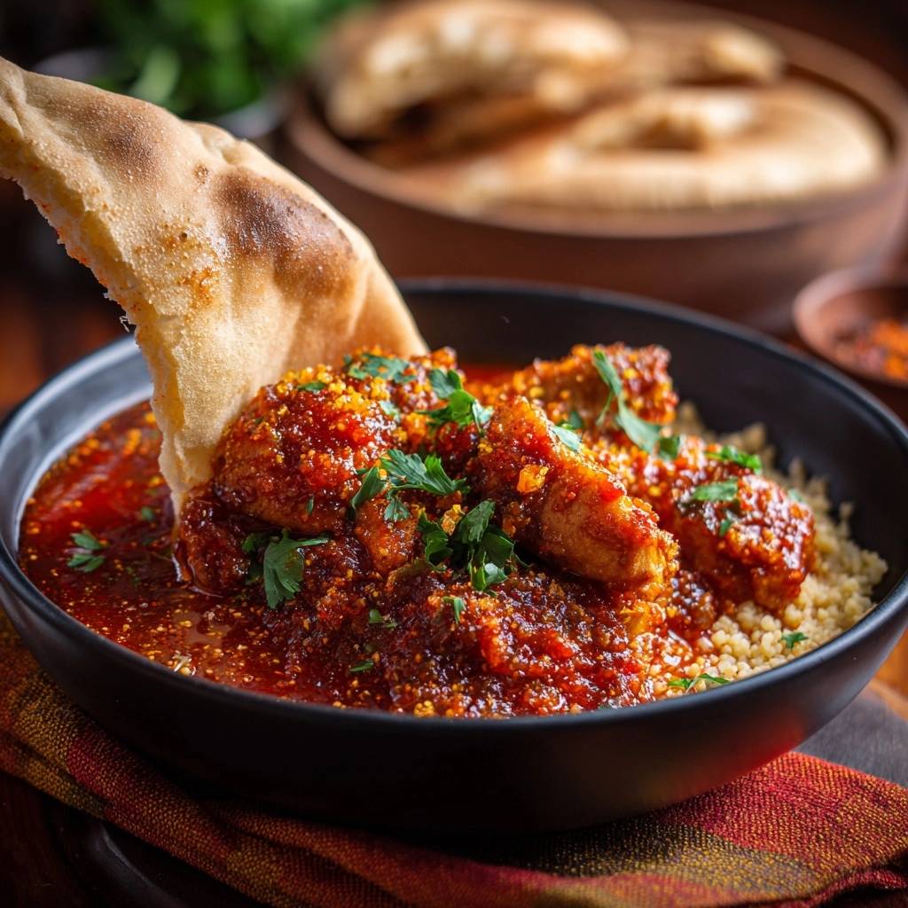 Sappige kip in tomaten-kruidensaus met couscous