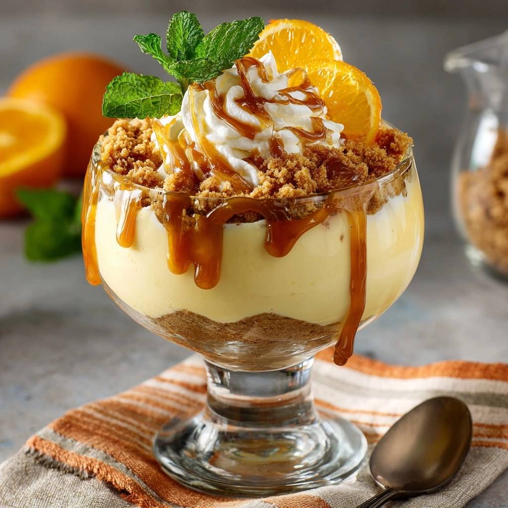 Sinaasappel-Karamelparfait: Knapperig & onweerstaanbaar