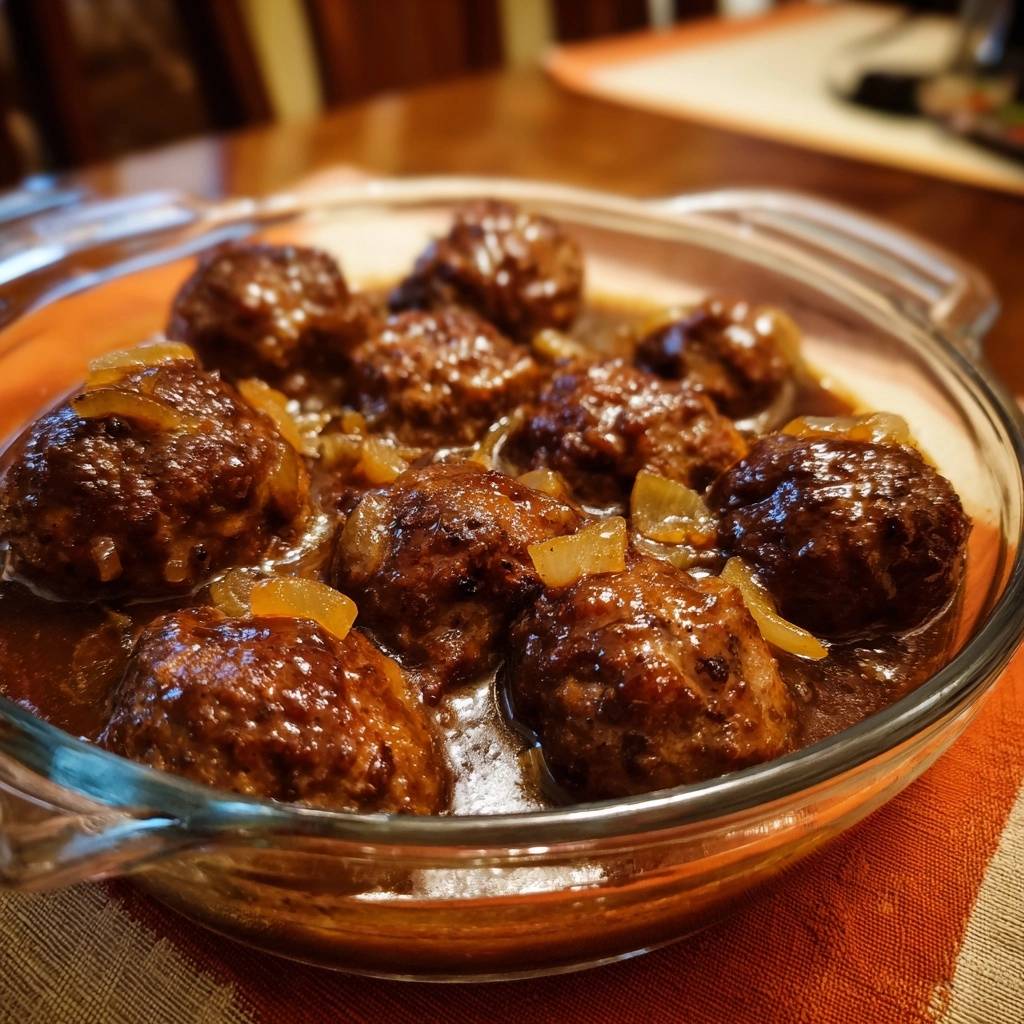 Sappige rundergehaktballetjes in uienjus – recept