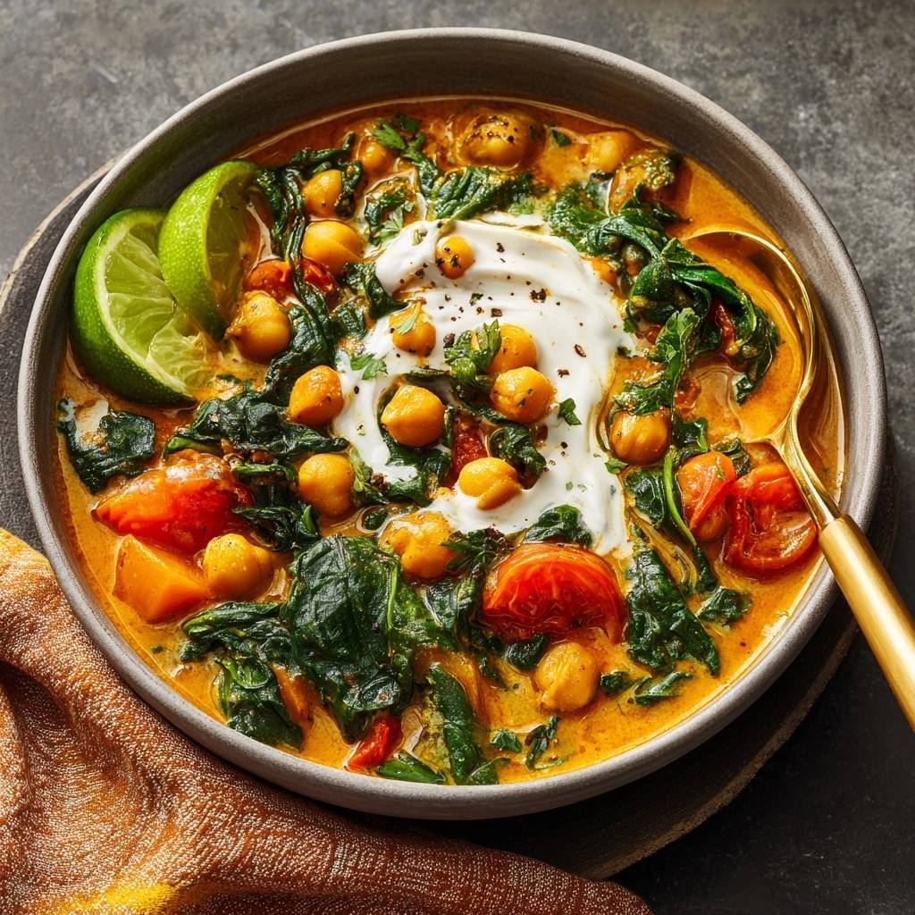 Romige spinazie-kikkererwten-curry (Geen waterige saus meer)