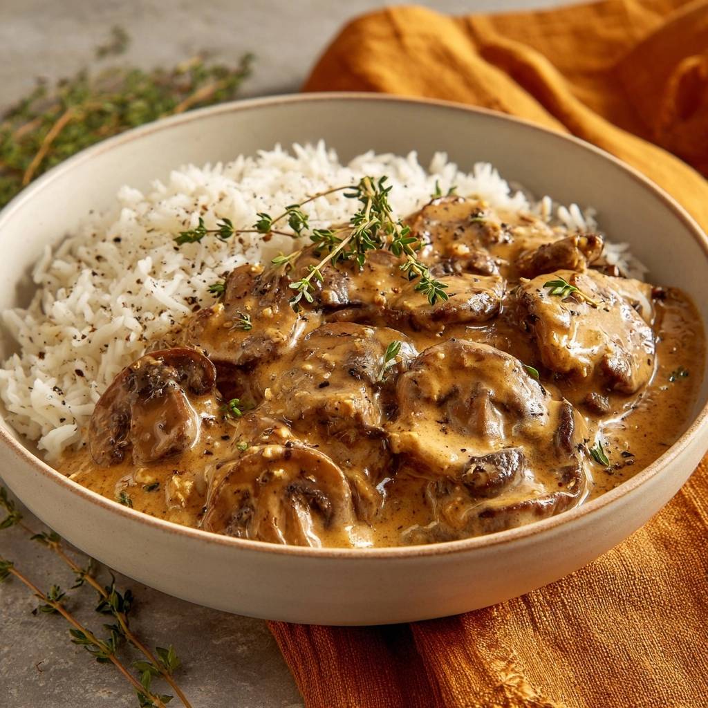 Romige champignonragout met rijst – recept