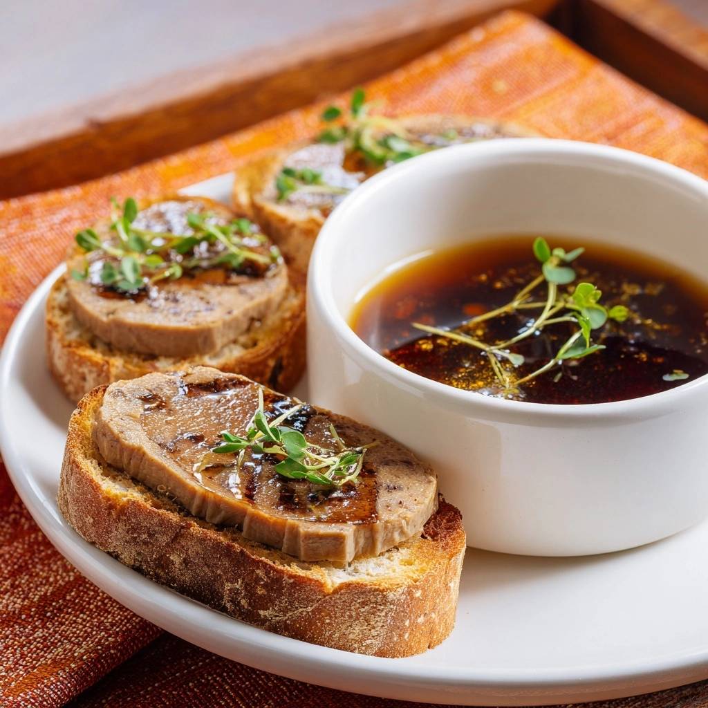 Gebakken leverworst-crostini met donkere dip