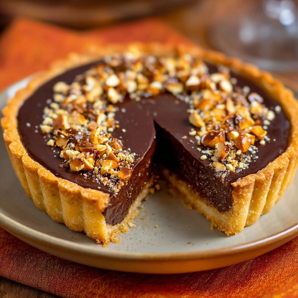 Romige chocolade-notentaart – knapperige bodem!