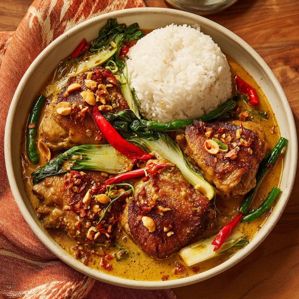 Thaise kipcurry met pinda’s en paksoi