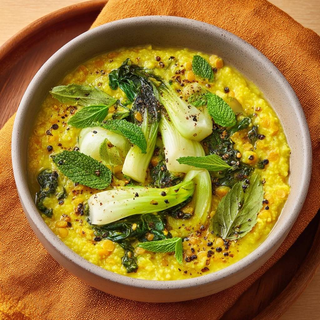 Romige spinazie-bok choy dal recept