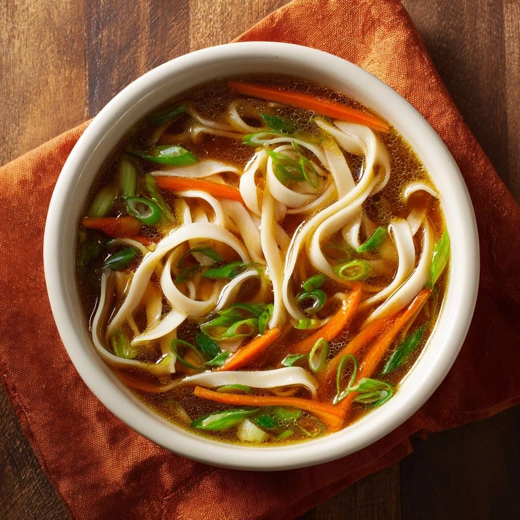 Aziatische noedelsoep met wortelen & lente-uitjes