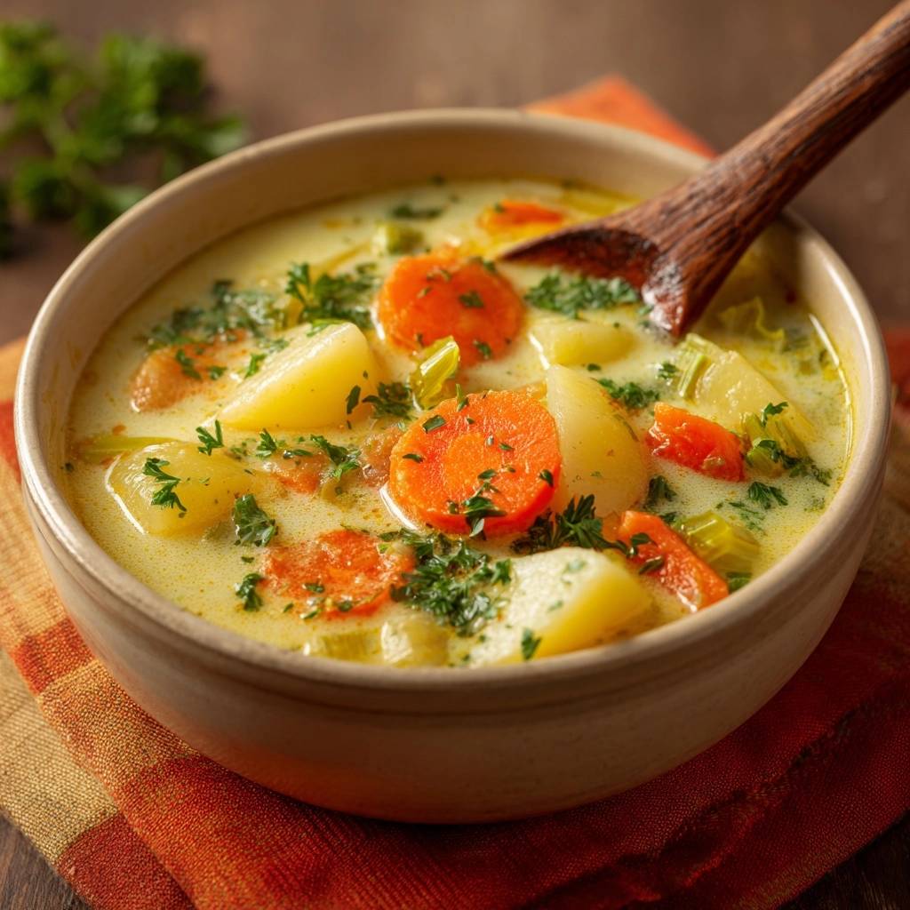 Romige aardappel-preisoep met wortelen – Recept