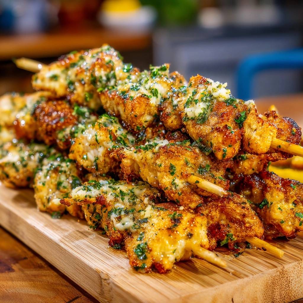 Knapperige Parmezaanse Peterselie Kipspiesen (Nooit meer afvallende paneer!)