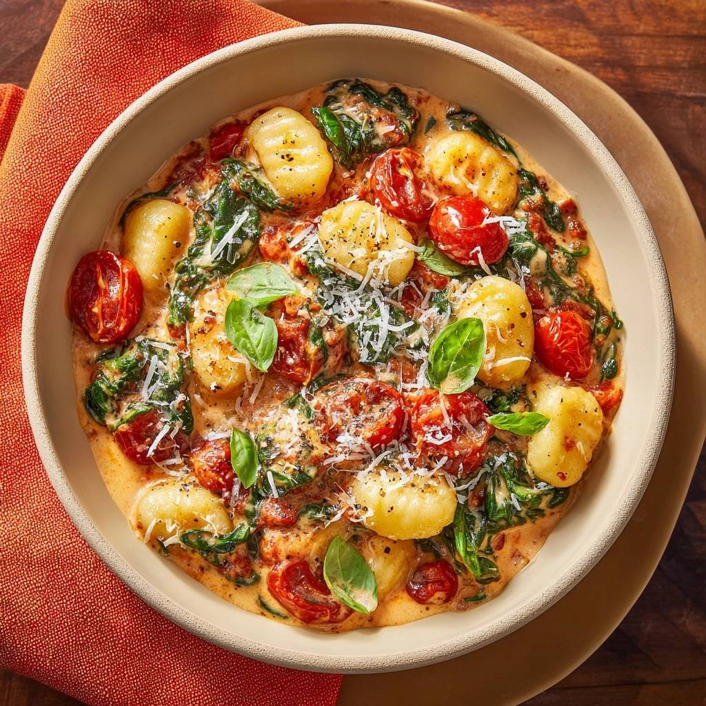 Romige tomaten-gnocchi met spinazie – luchtig & snel