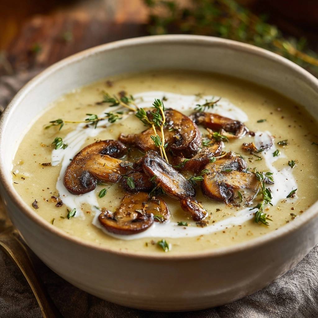 Romige champignon-tijmsoep (nooit meer waterige champignonsoep)