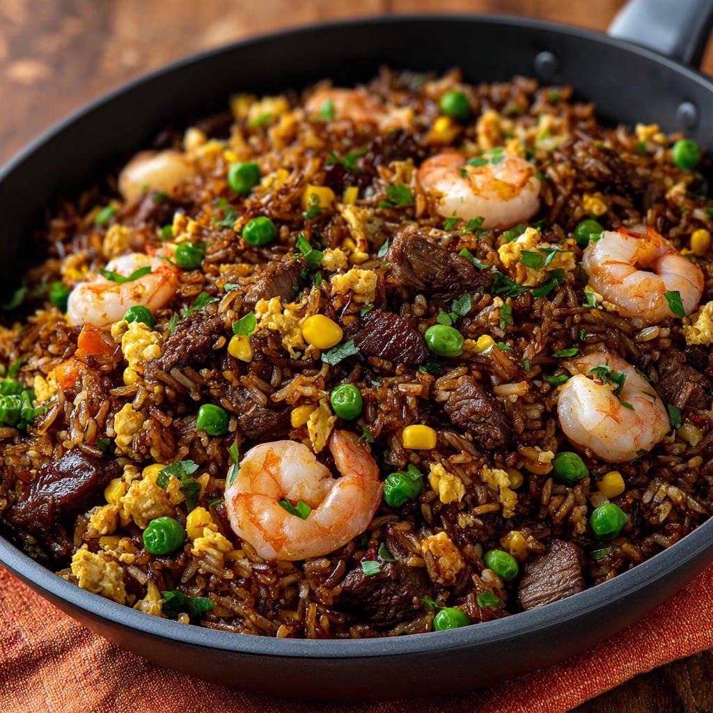 Hartig rundvlees-garnalen rijstgerecht: Nooit meer papperig!