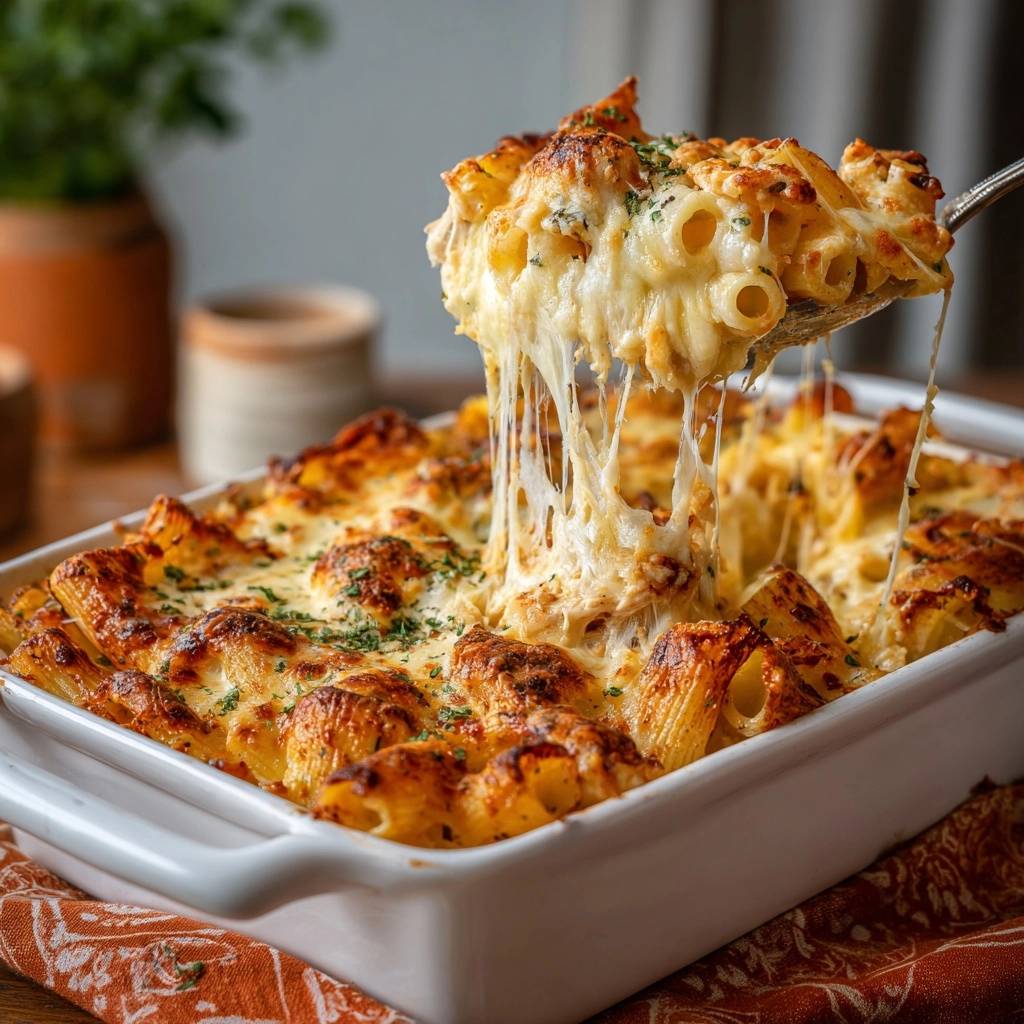 Romige kip-rigatoni ovenschotel – sappig & knapperig