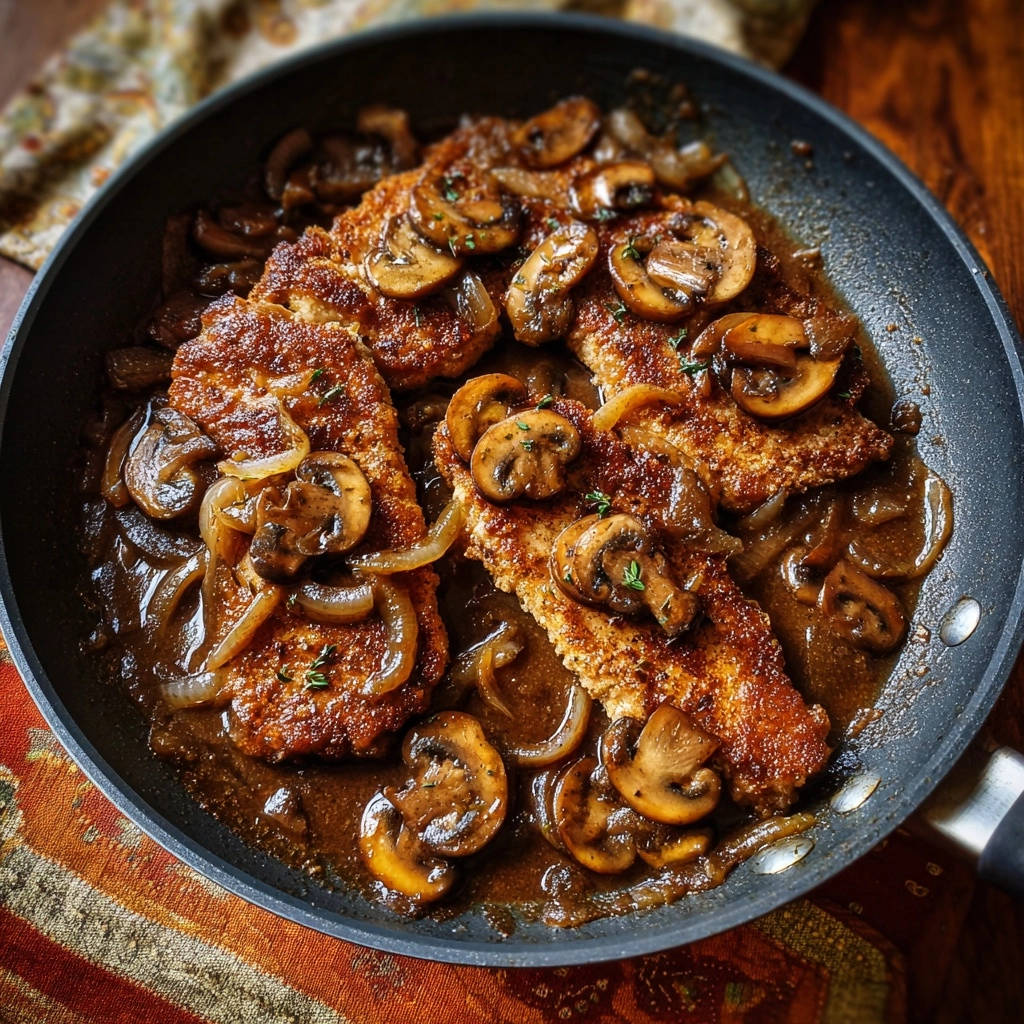 Knapperige kipfiletschnitzel met champignon-ui-saus: Nooit meer zompig paneermeel!