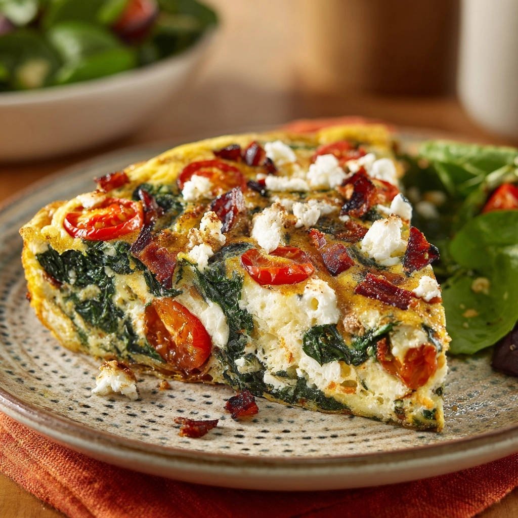 Hartige spinazie-feta frittata met krokante spek: perfect luchtig & sappig
