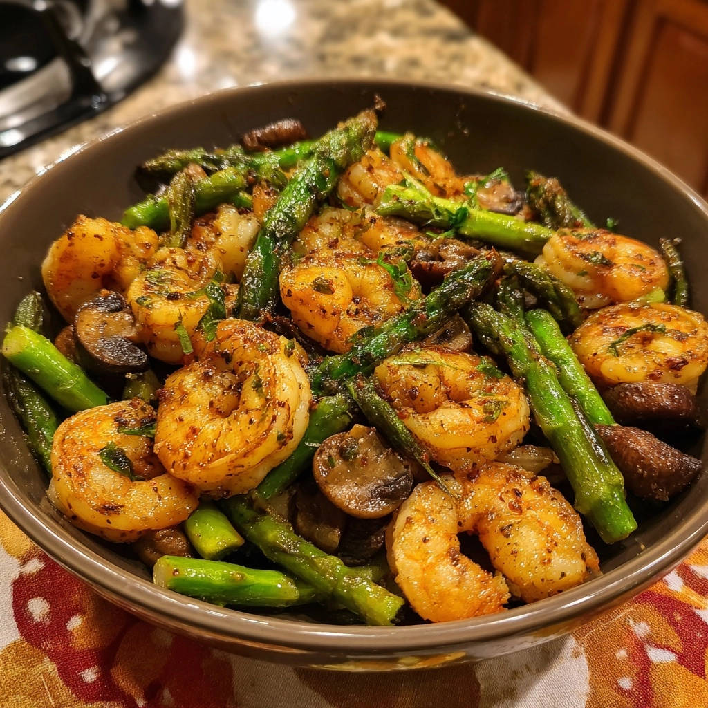 Gebakken garnalen met asperges en champignons: nooit meer taai of papperig!