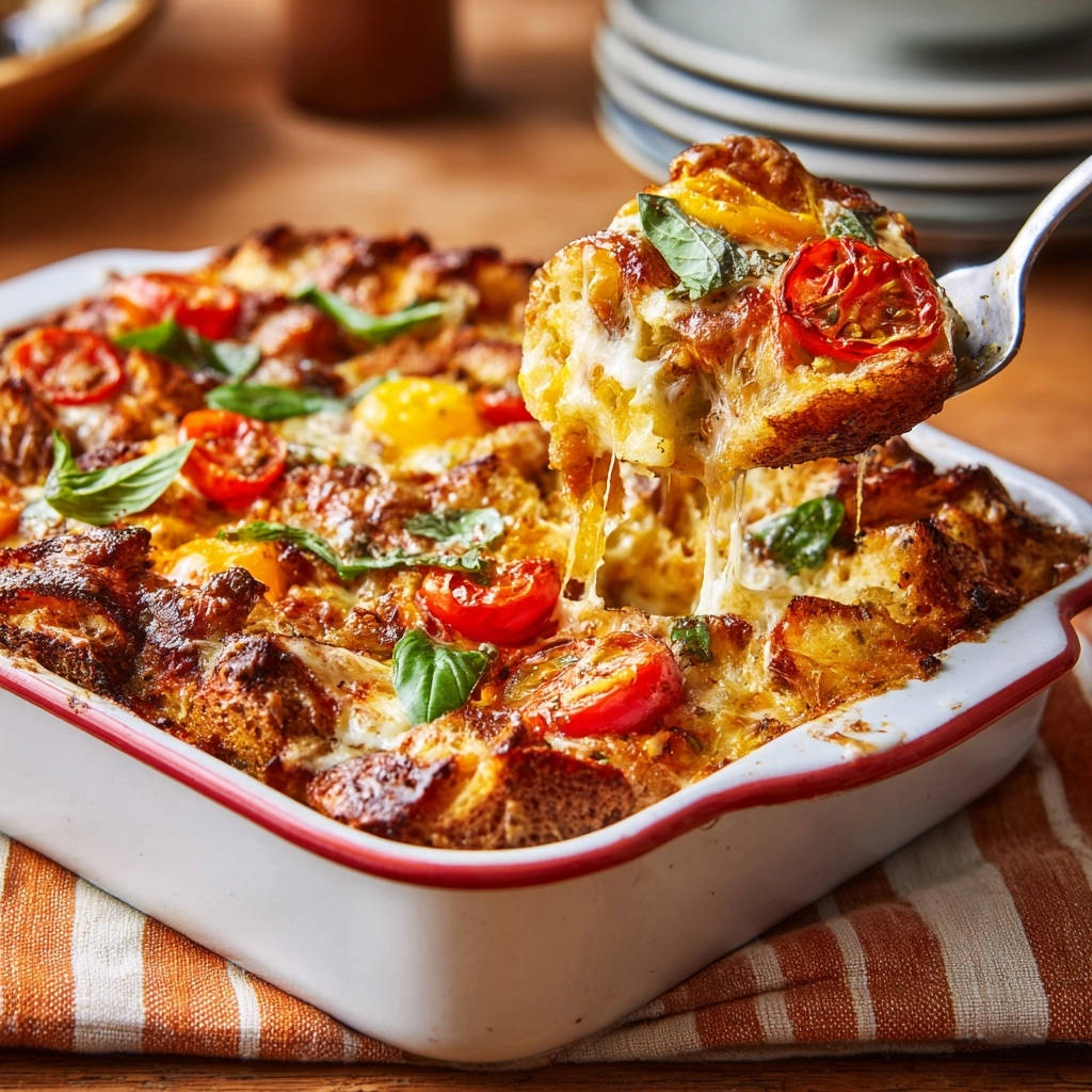 Hartige tomaten-kaas broodschotel: nooit meer zompig!