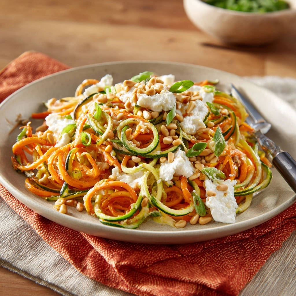 Verse courgette-wortelspaghetti met romige toets: perfect & nooit waterig