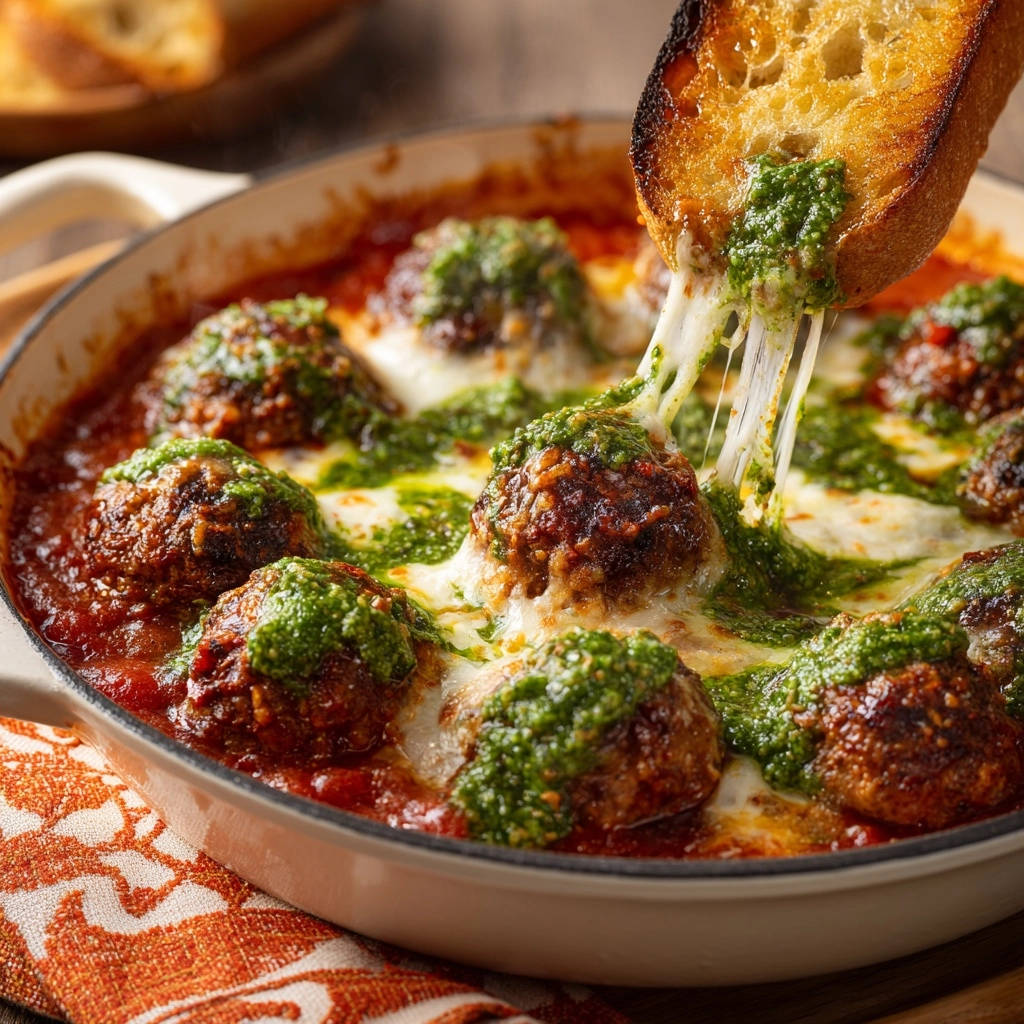 Sappige gehaktballetjes in tomatensaus met kaas en pesto: het geheim van hun malsheid