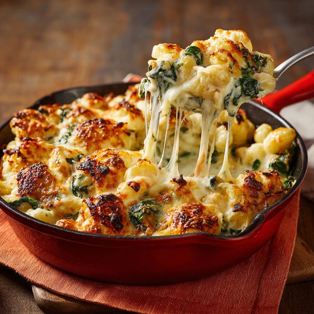 Romige gnocchi-pan met spinazie-kaaskorst: Nooit meer pap!