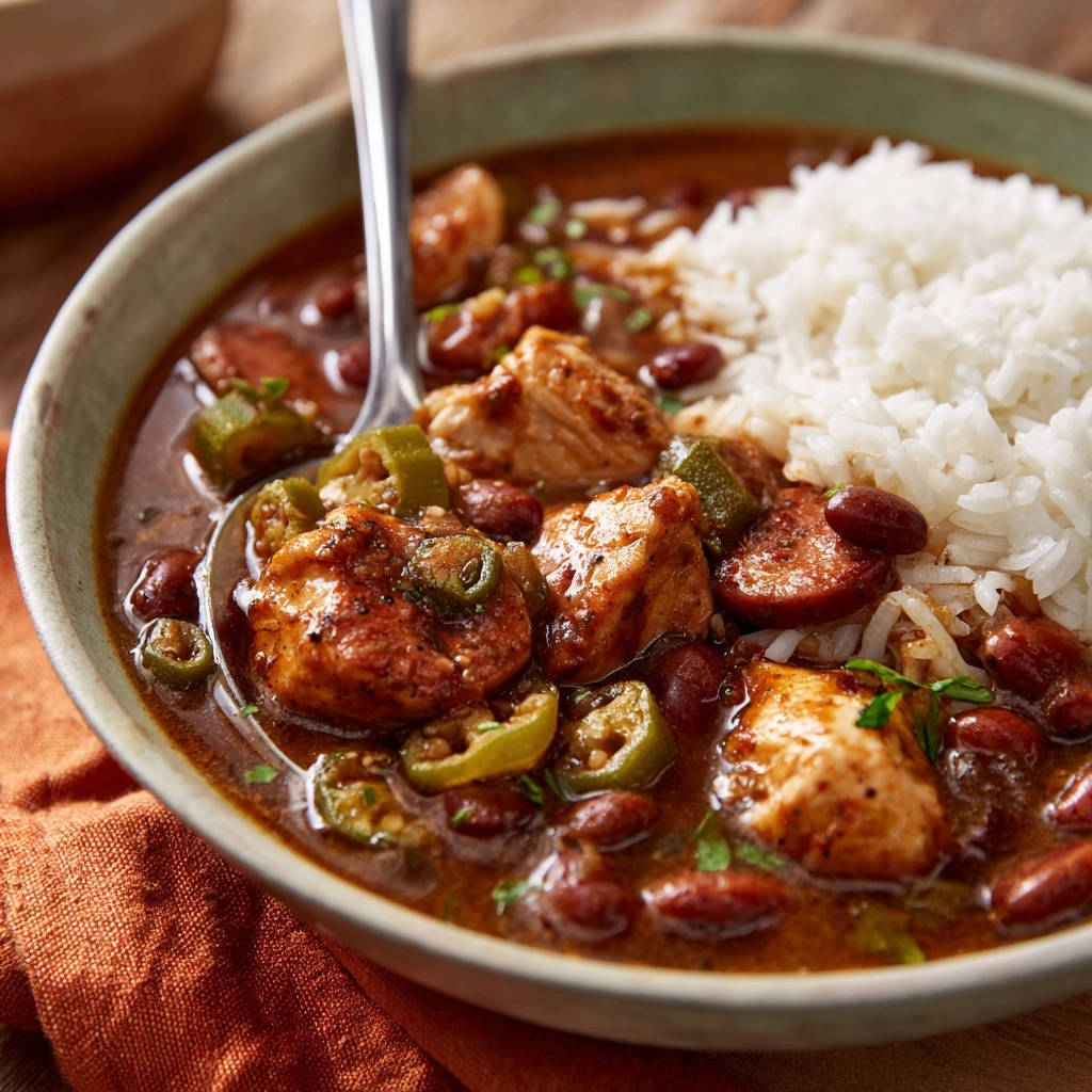 Hartige kip-okra-stoofpot met rijst: nooit meer slijmerige okra!