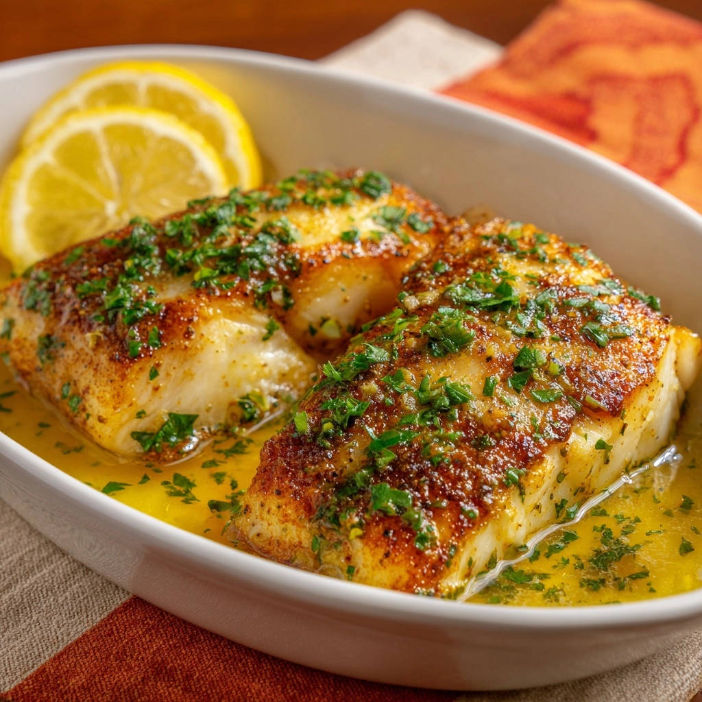 Gebakken kabeljauwfilet met citroen-kruidenboter: sappig & knapperig in enkele minuten