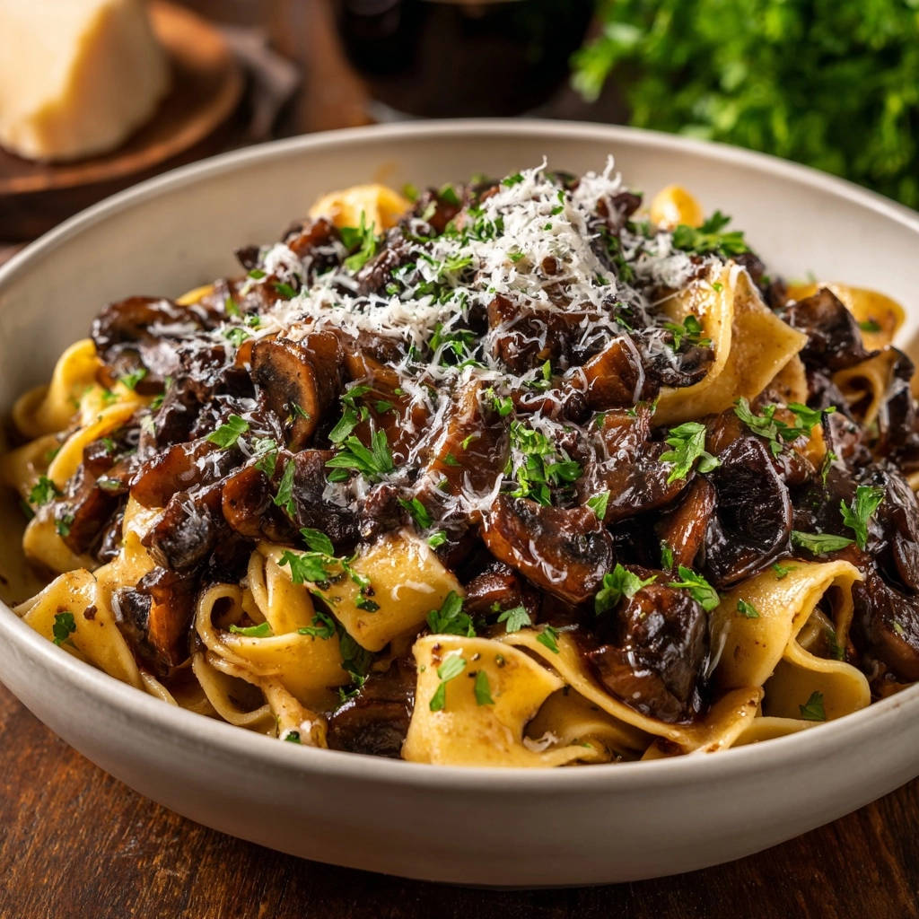 Hartige pasta met paddenstoelenragout: nooit meer waterige paddenstoelen!