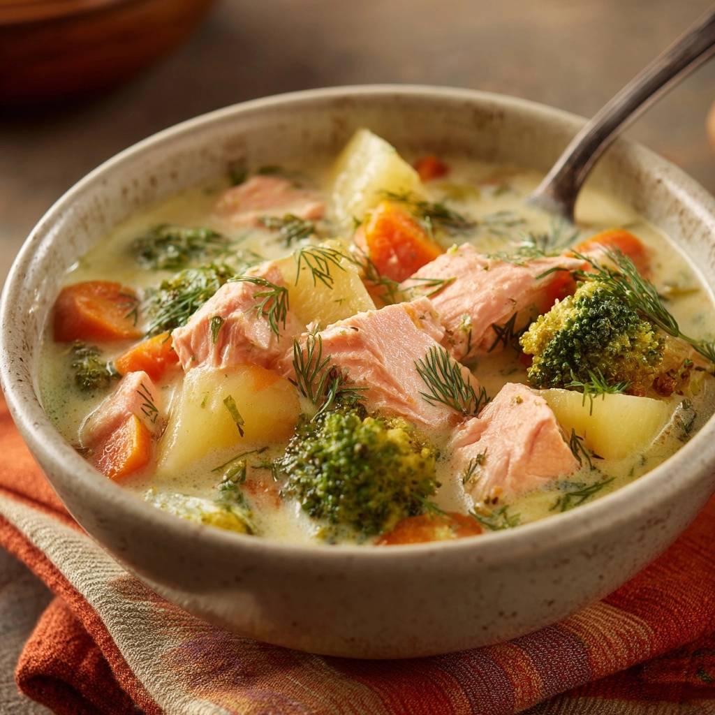 Romige zalm-groentesoep (Nooit meer geschifte room!)