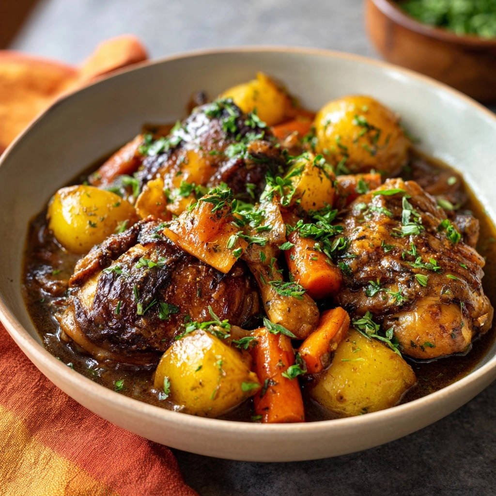 Sappige stoofkip met aardappelen en wortelen: zachte comfortmaaltijd voor elke dag