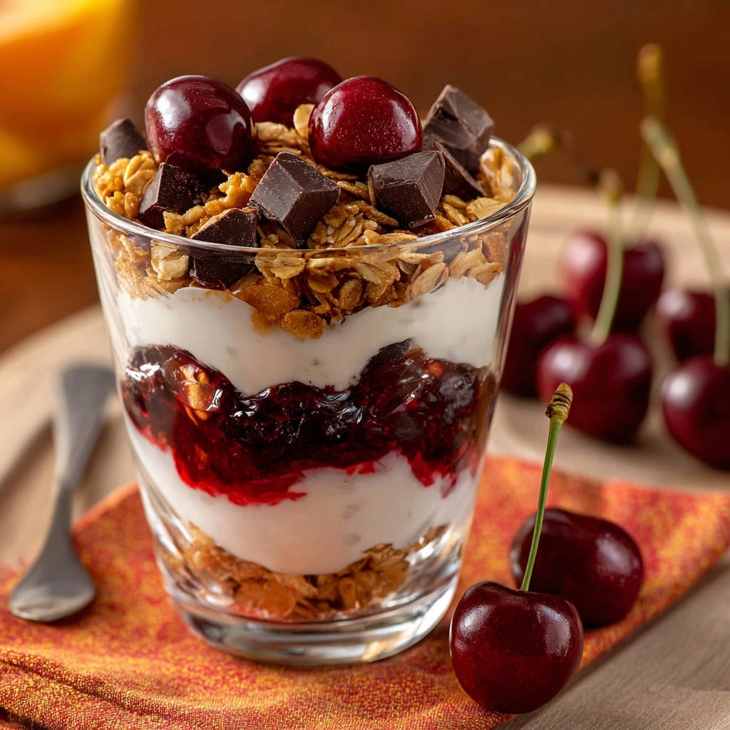 Romig kers-chocolade muesli-parfait: nooit meer papperig!