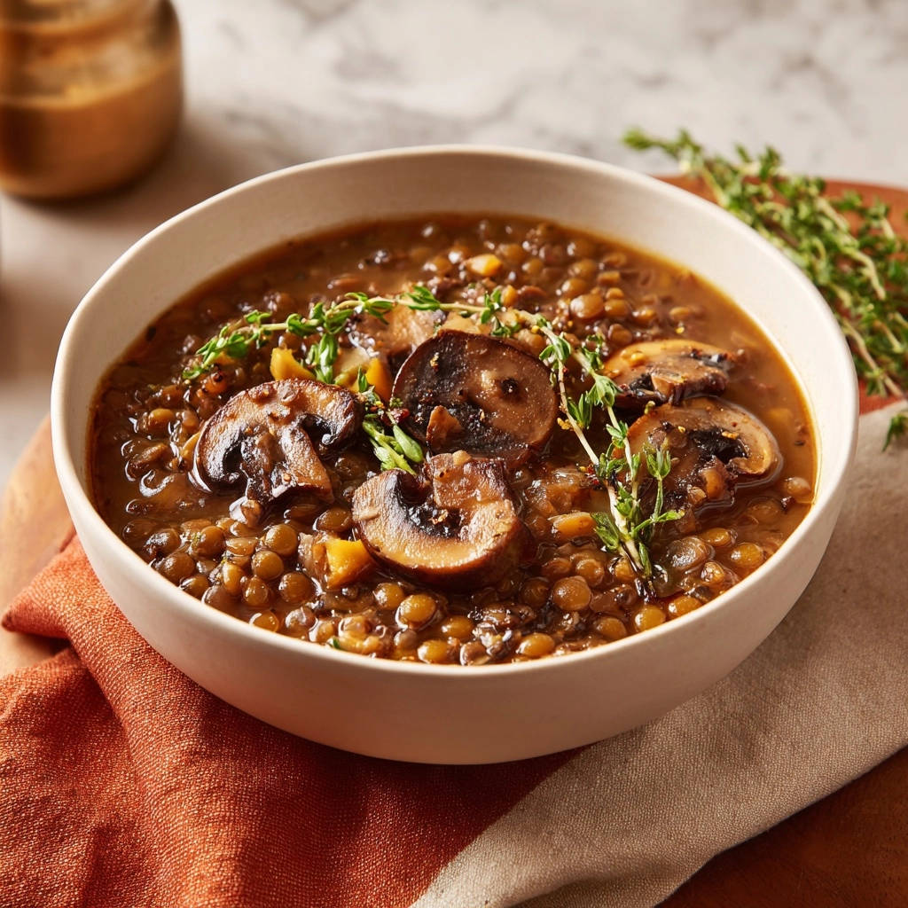 Hartige linzensoep met paddenstoelen en tijm: nooit meer pap!