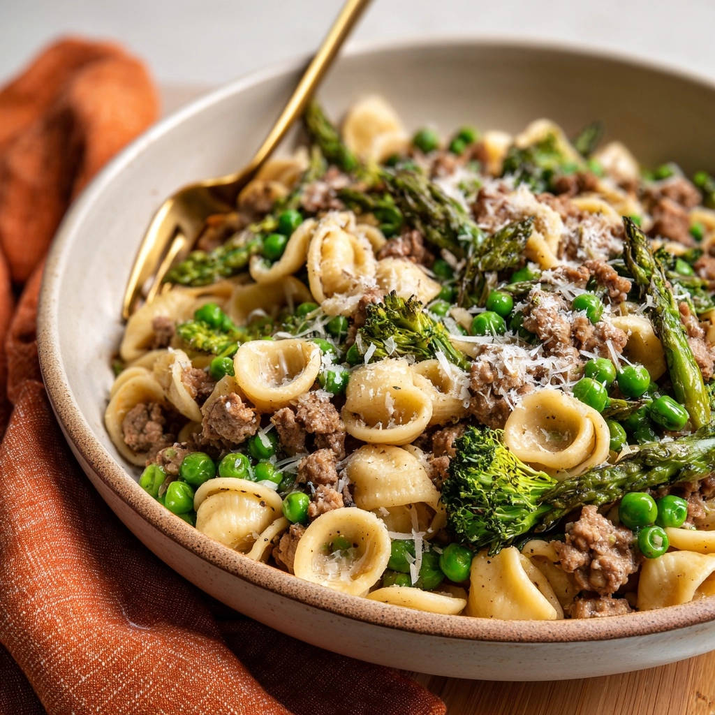 Orecchiette met gehakt en lentegroenten: gegarandeerd sappig!