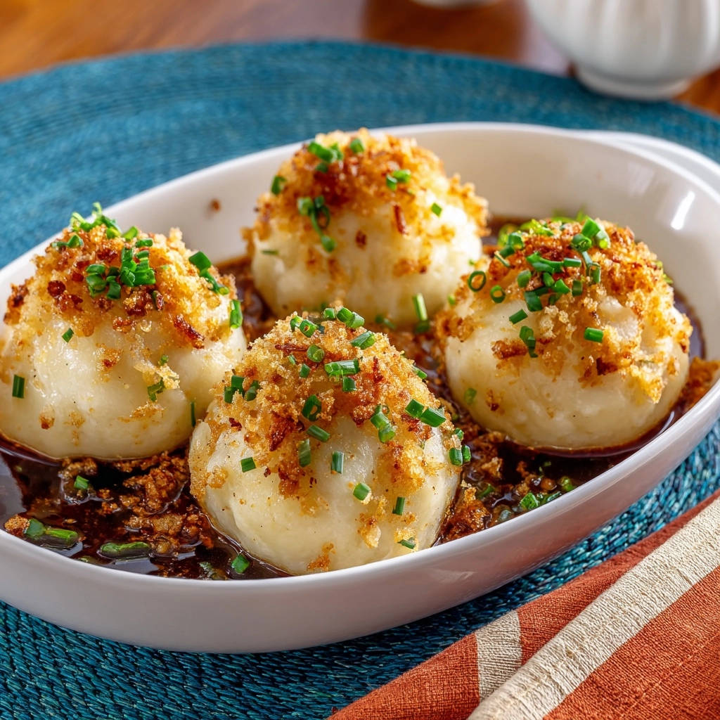 Hartige aardappelknödel in jus met botergember: perfect gelukt