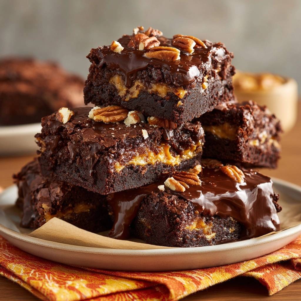 Karamel-Pecannoten-Brownies (Nooit meer uitlopende karamel!)