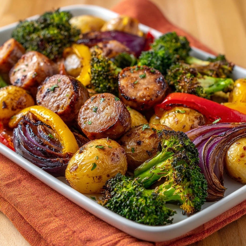 Hartig ovenblik met worstjes en groenten: knapperig en stressvrij