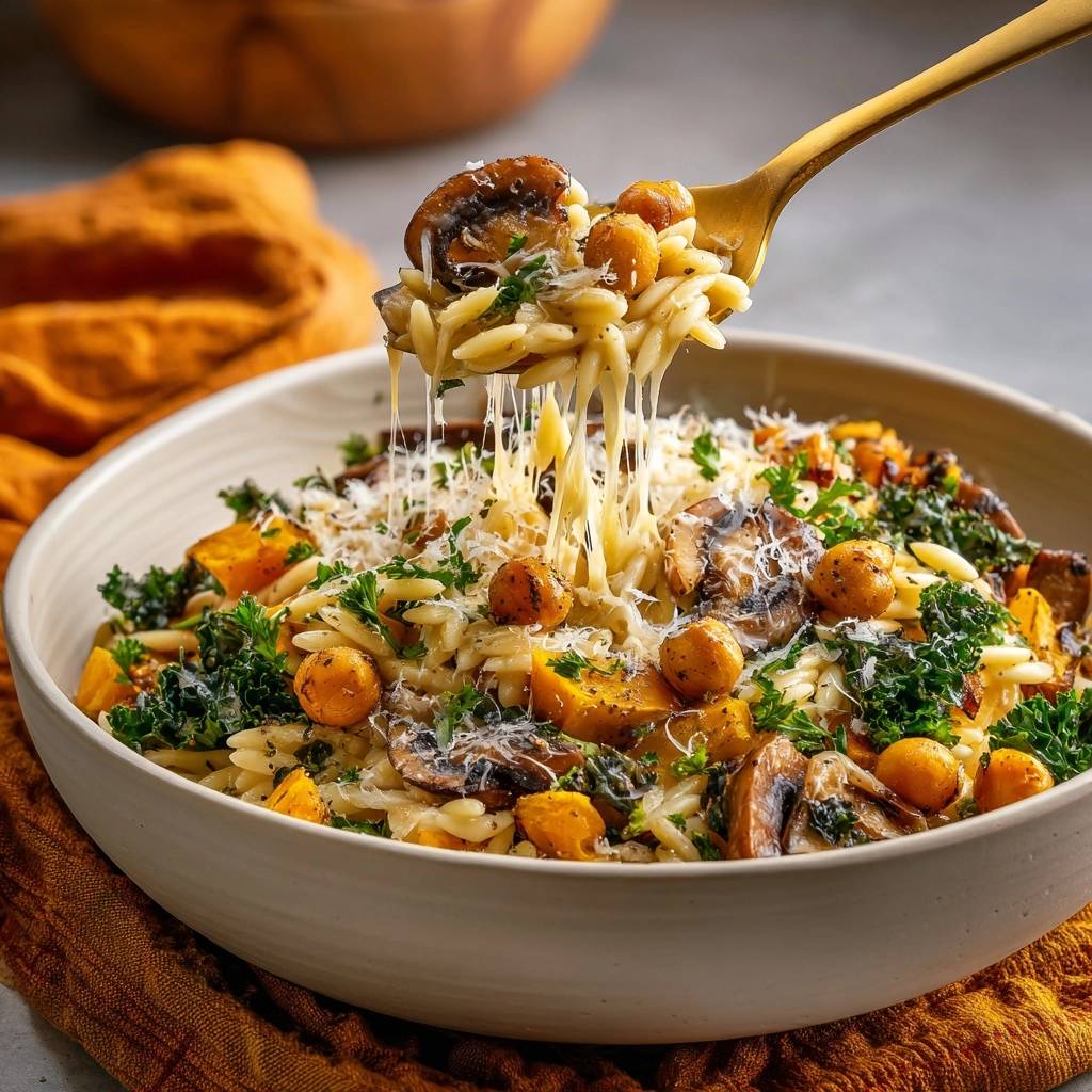 Herfstige Orecchiette met Pompoen, Champignons en Boerenkool