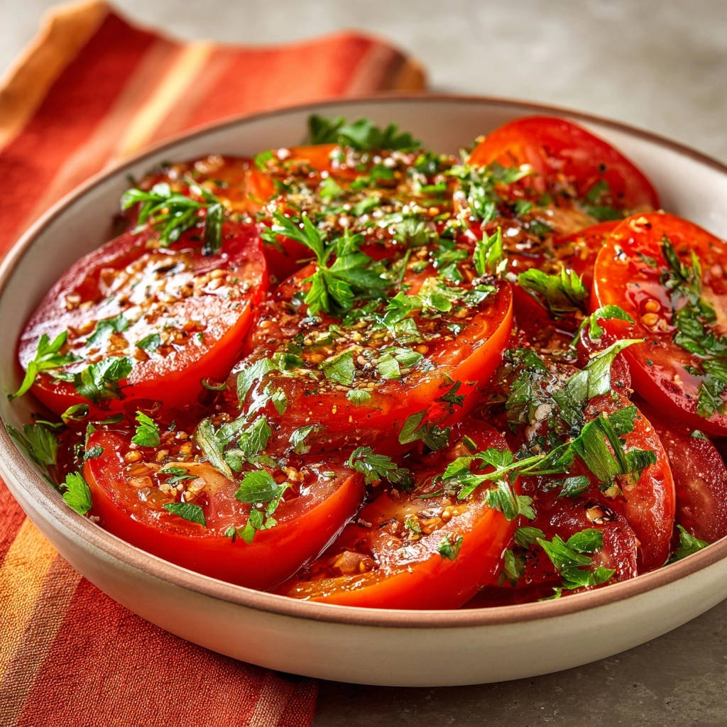 Mediterraanse tomatensalade met kruidenvinaigrette: nooit meer waterig!