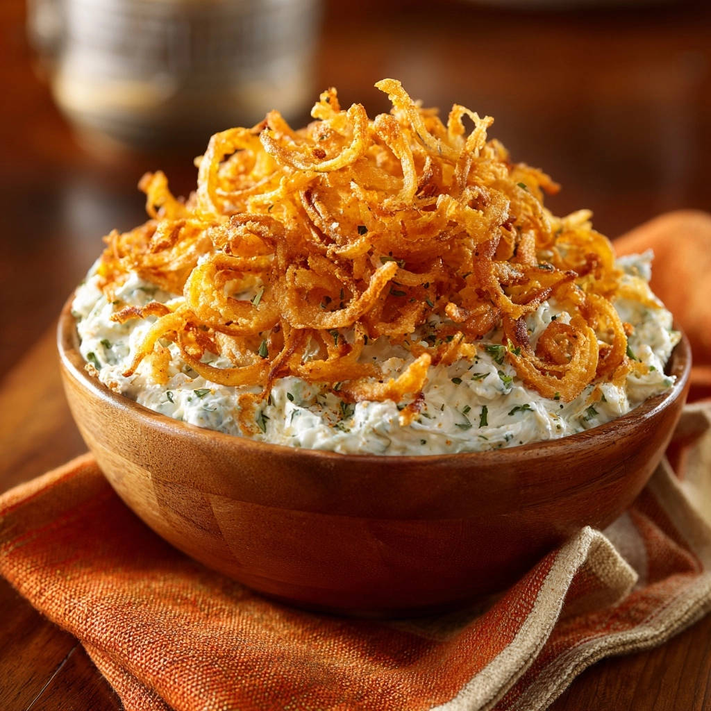 Romige uiendip met zelfgemaakte gebakken uitjes: jouw knapperige geheim