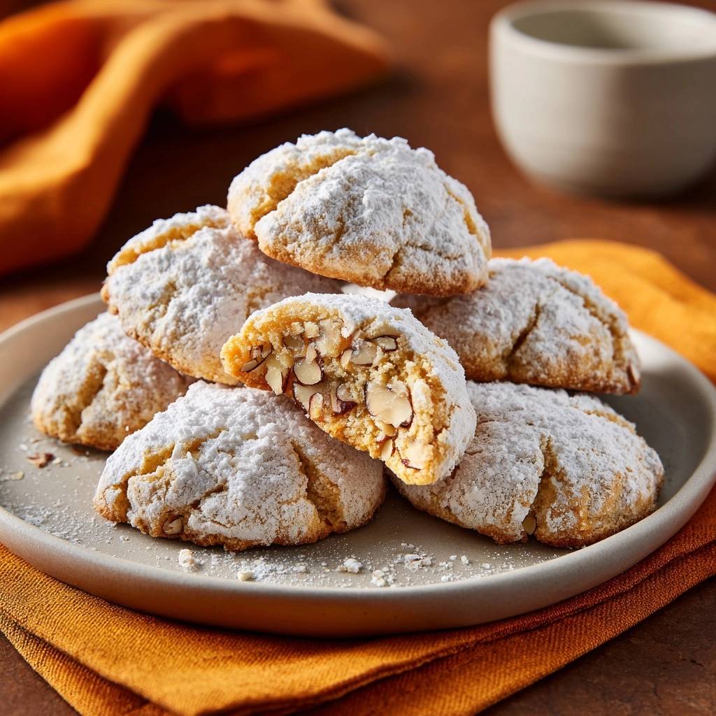 Rustieke poedersuiker amandelkoekjes: sappig & knapperig