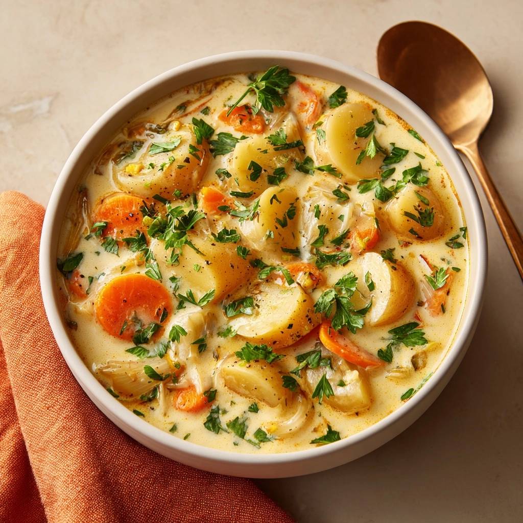 Romige aardappel-maïssoep met wortelen – Recept