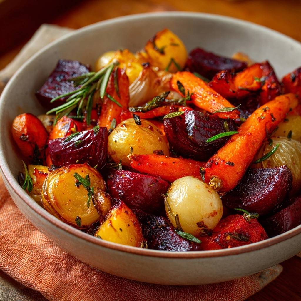 Knapperige Ovenschotel met Babyaardappelen, Wortelen en Rode Biet