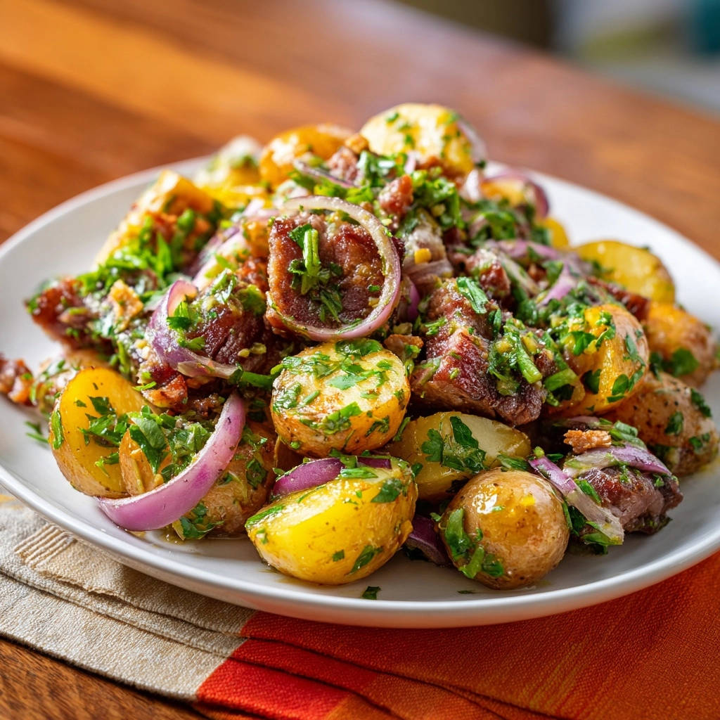Hartige aardappelsalade met knapperige spek en verse kruiden: nooit meer papperig!