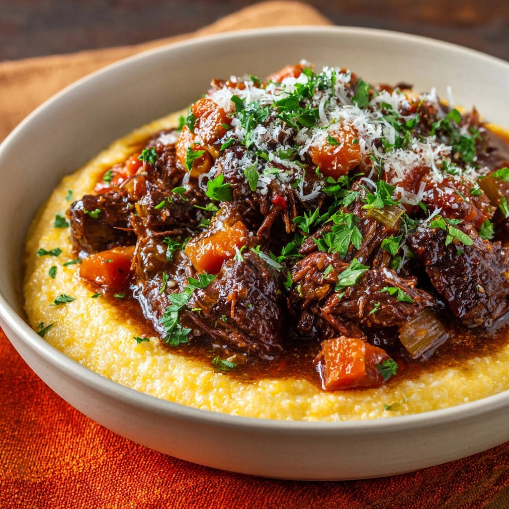 Sappige stoofbraadstuk op romige polenta: malsheid die op de tong smelt