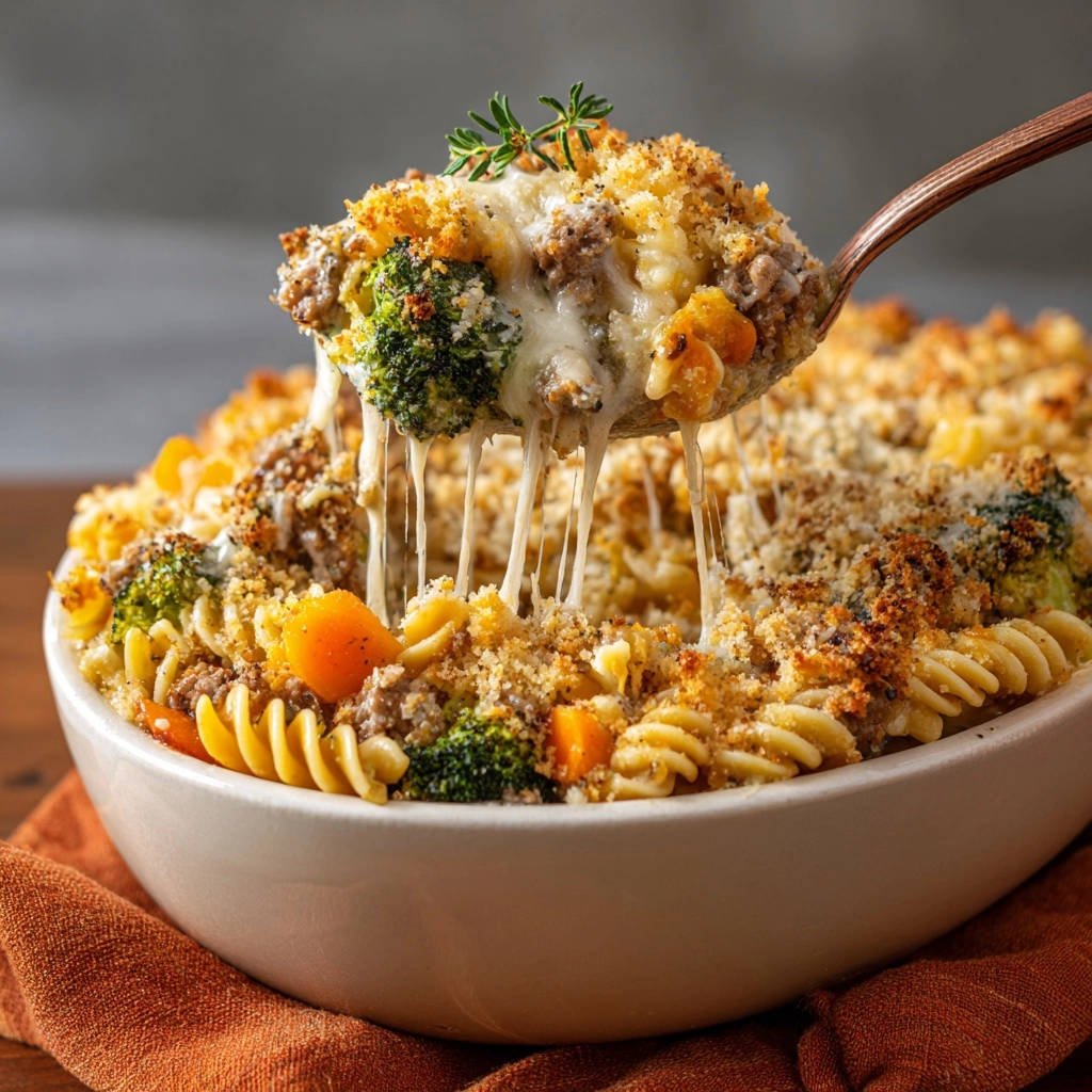 Hartige pasta-gehakt ovenschotel: sappig & krokant zonder droge pasta